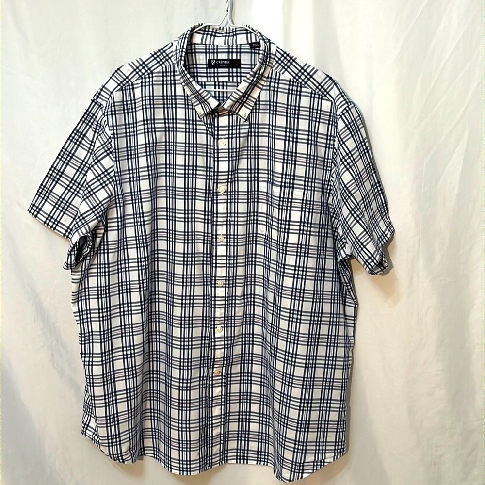 Cremieux Classics Men Navy and White Short Sleeve Button Down Shirt Size XXL